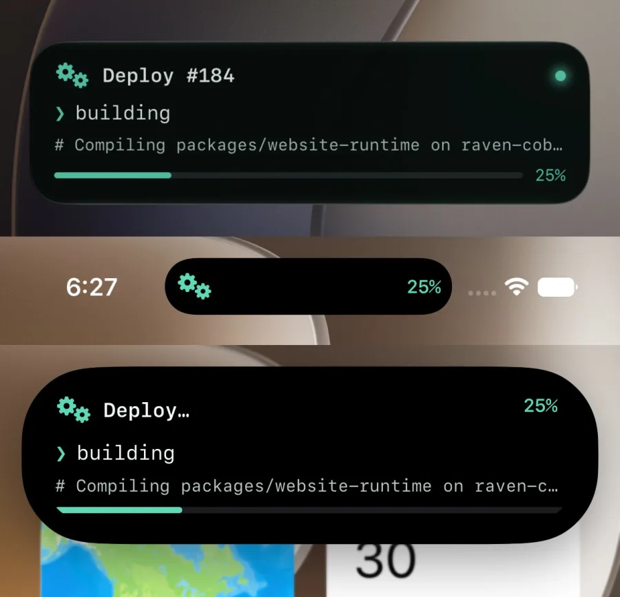terminal Live Activity on the Lock Screen and Dynamic Island